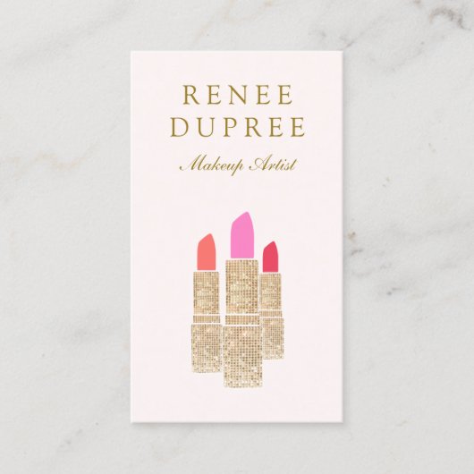 Rosa Sequin Lipstick Makeup Artist Beauty Salon Visitenkarte (Vorderseite)