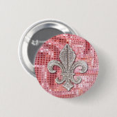 Rosa Sequin-Schein-Juwel-Lilie Vintag Button (Vorne & Hinten)
