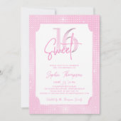 Rosa Sequins Elegante Frame Calligrafy Sweet 16 Einladung (Vorderseite)