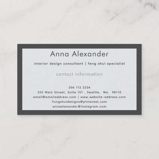 rosa Serenity Design 2 Visitenkarte (Rückseite)