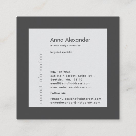 rosa Serenity Design 3 Quadratische Visitenkarte (Rückseite)