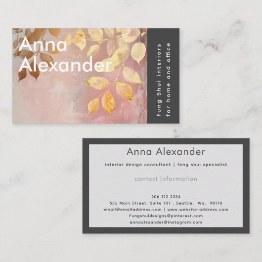 rosa Serenity Design 9 Visitenkarte (Vorne/Hinten)