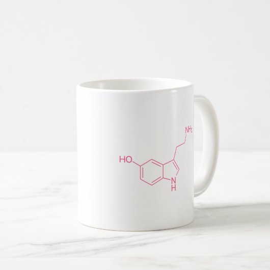 Rosa Serotonin-Molekularestruktur Kaffeetasse (VorderseiteRechts)