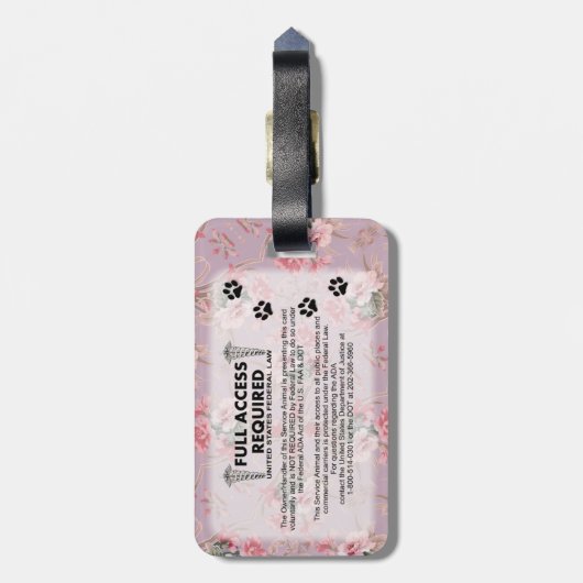 Rosa Service-HundeFoto Identifikation Gepäckanhänger (Rückseite vertikal)