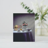 Rosa Set mit Tee- und Krumpffolien-Blume Postkarte (Stehend Vorderseite)
