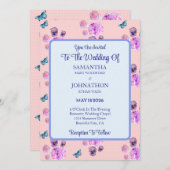 Rosa Shabby Chic Blume Hochzeit Einladung (Vorne/Hinten)