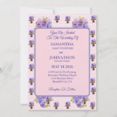 Rosa Shabby Chic Blume Viola Hochzeit Einladung (Vorderseite)