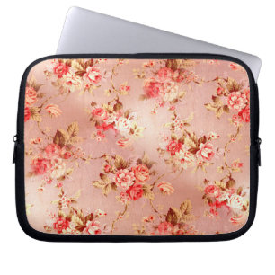 Rosa Shabby Chic Blumen Elektronik Hülle Laptopschutzhülle