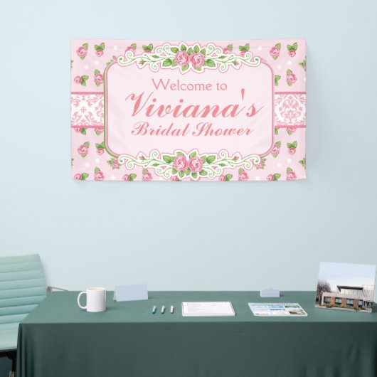 Rosa, Shabby Chic-Brautparty-Fahne Banner (Messeveranstaltung)