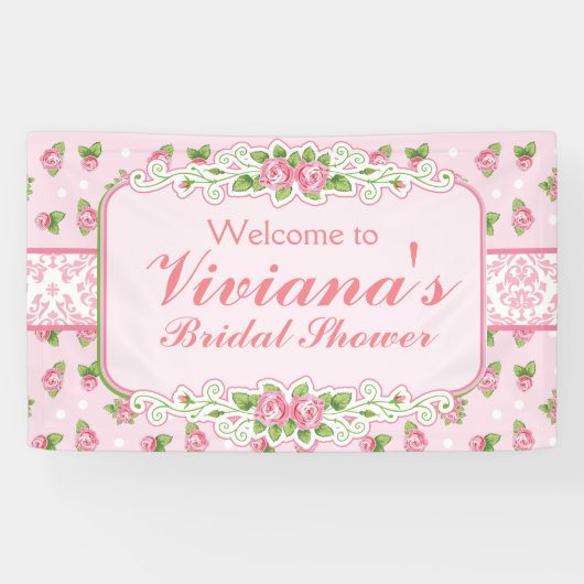 Rosa, Shabby Chic-Brautparty-Fahne Banner (Horizontal)