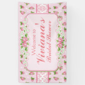 Rosa, Shabby Chic-Brautparty-Fahne Banner (Vertikal)