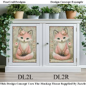 Rosa Shabby Chic Fox mit Blume DL2L Decoupage Seidenpapier