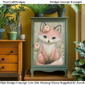 Rosa Shabby Chic Fox mit Blume DL2L Decoupage Seidenpapier