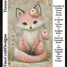 Rosa Shabby Chic Fox mit Blume DL2R Decoupage Seidenpapier