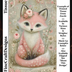 Rosa Shabby Chic Fuchs mit Blumen DL2L Decoupage Seidenpapier