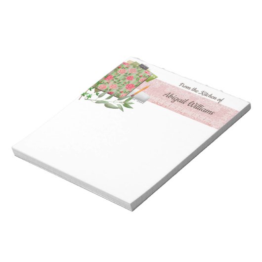 Rosa Shabby Chic Küche Notepad Notizblock (Rotiert)