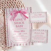 Rosa Shabby Chic Liebe Shack Babydusche Einladung