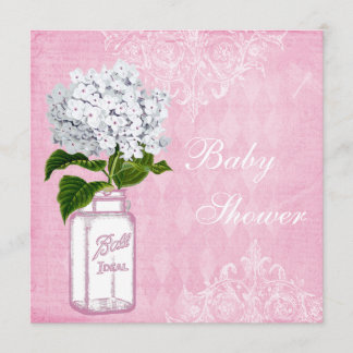 Rosa Shabby Chic-Maurerglas-u. Einladung