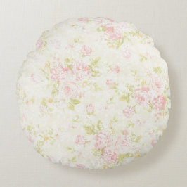 Rosa Shabby Chic mit blühender Oberfläche Rustikal Rundes Kissen