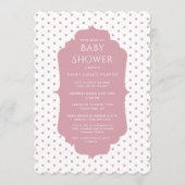 Rosa Shabby Chic Punkt Baby Girl Dusche Einladung (Vorderseite)
