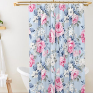 Rosa Shabby Chic und weiße Blume Duschvorhang