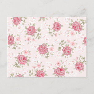 Rosa, Shabby Chic, Vintag, blumenreich, viktoriani Postkarte