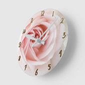 Rosa Shabby Chic Weiß Holz Bauernhof Blumen Runde Wanduhr (Winkel)