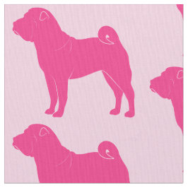 Rosa Shar Pei in der Silhouette auf Rosa Stoff