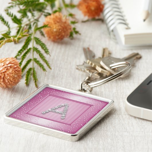 Rosa Shimmer und glätten Monogramm Schlüsselanhänger (Seite)