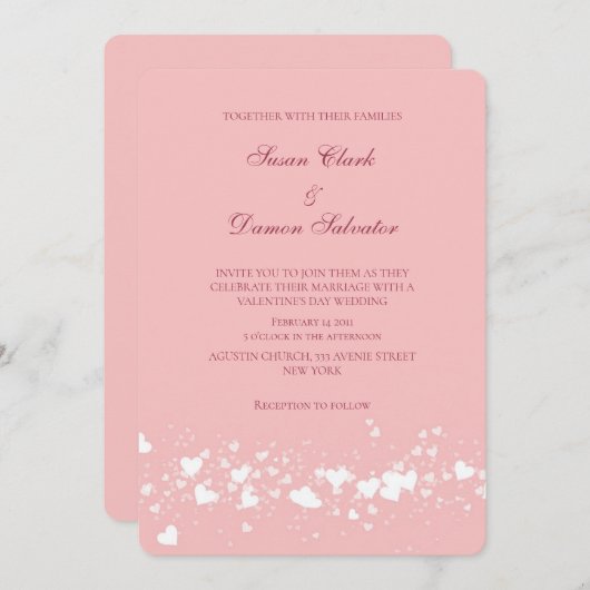 Rosa Shine Herzenslust Valentinstag Einladung (Vorne/Hinten)