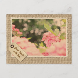 Rosa Shrub Rose Bokeh Vintager Papierrahmen Postkarte