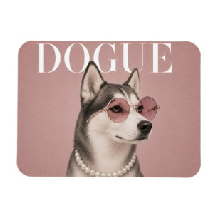 Rosa Sibirisches Husky-Hund-Covergirl Magnet