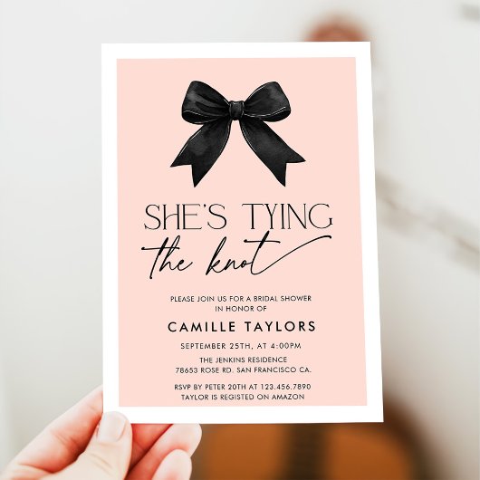 Rosa Sie bindet das Brautparty des Knochenknollens Einladung