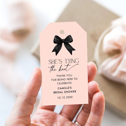 Rosa Sie bindet das Brautparty des Knochenknollens Geschenkanhänger