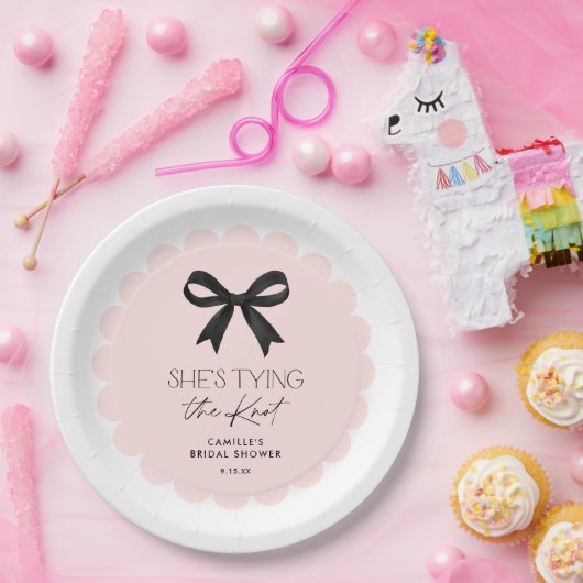 Rosa Sie bindet den Knoten-Polterabend Pappteller (Party)