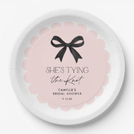 Rosa Sie bindet den Knoten-Polterabend Pappteller