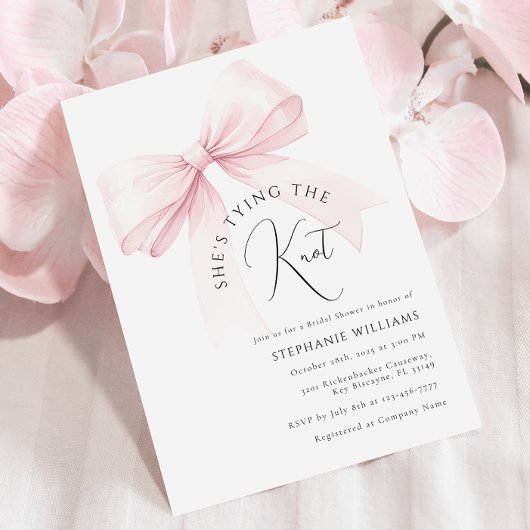 Rosa Sie bindet die Knot-Bridal-Dusche an die Einl Einladung