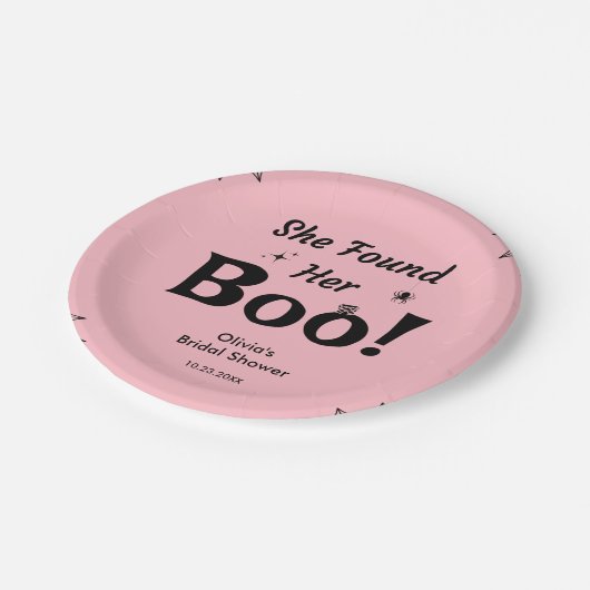 Rosa Sie fand ihr Brautparty zu Halloween Pappteller (Schrägansicht)