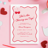 Rosa Sie ist die Kirsche am oberen Brautparty Einladung