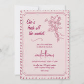 Rosa Sie ist vom Brautparty des Marktes abgeschnit Einladung (Vorderseite)