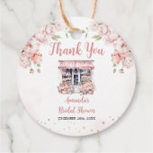 Rosa Sie ist vom Markt Brautparty Danke Geschenkanhänger (Rückseite)