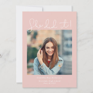 Rosa Sie tat es Abschluss Foto Ankündigung