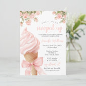 Rosa Sie wurde mit Eiscreme-Brautparty überzogen Einladung (Stehend Vorderseite)