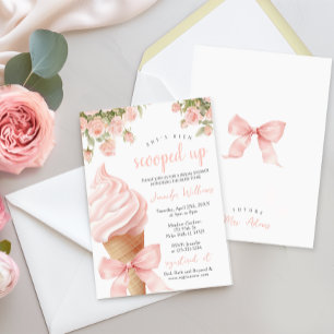 Rosa Sie wurde mit Eiscreme-Brautparty überzogen Einladung