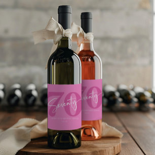 Rosa Siebzig 70. Siebzigster Geburtstagsgeschenk Weinetikett