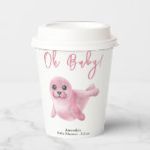 Rosa Siegel Babydusche Pappbecher (Vorderseite)