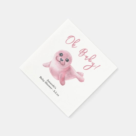 Rosa Siegel Babydusche Serviette (Ecke)