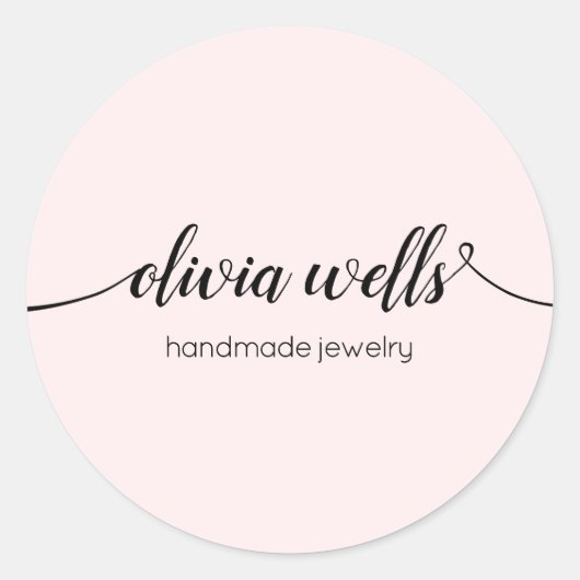 Rosa Signature Script Klassischer Rundsticker Runder Aufkleber (Vorderseite)