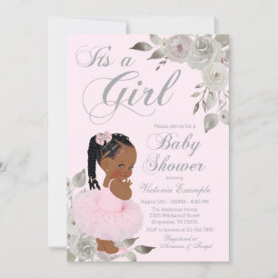 Rosa Silber Afrikanische Prinzessin Babyparty Einladung