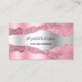 Rosa silber-agate Marmor QR-Code Foto Visitenkarte (Vorderseite)